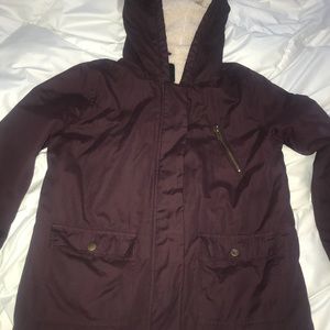 Maroon Warm fur coat